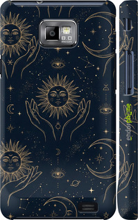 3D пластиковый матовый чехол 'Celestial Harmony: Sun & Moon Gold Mystic Pattern' для Samsung Galaxy S2 i9100 изображение 9