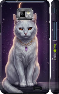 3D пластиковый матовый чехол Mystic White Cat Gothic Dark Purple Gold для Samsung Galaxy S2 i9100 - 6805m-14 изображение 