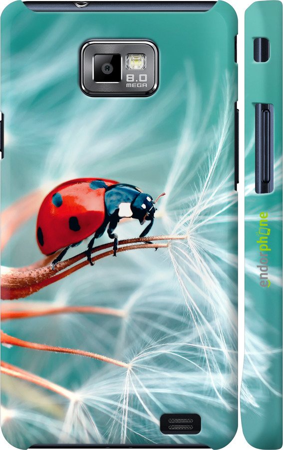 3D пластиковый глянцевый чехол Божья коровка для Samsung Galaxy S2 i9100 - 6049c-14 изображение 