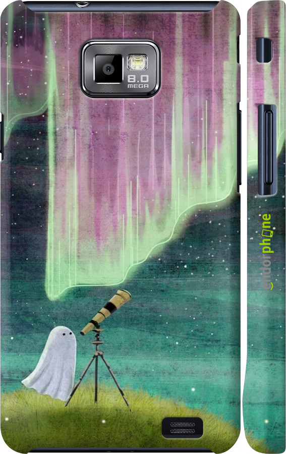 3D пластиковый матовый чехол Привидение и звезды для Samsung Galaxy S2 i9100 - 6443m-14 изображение 