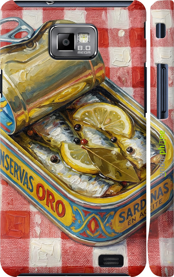 3D пластиковый матовый чехол Vintage Sardine Tin Phone для Samsung Galaxy S2 i9100 - 6772m-14 изображение 