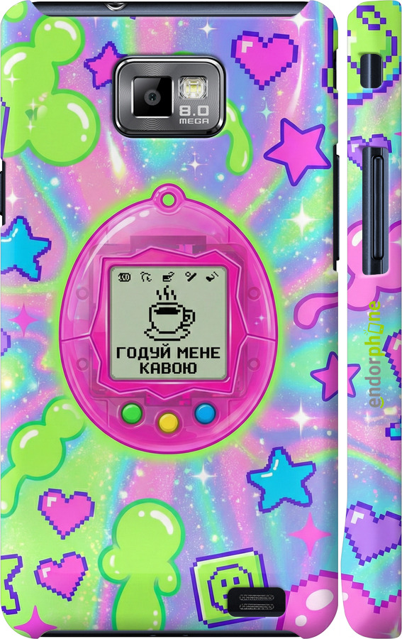 3D пластиковый глянцевый чехол Y2K Aesthetic Retro Pet: Годуй мене кавою для Samsung Galaxy S2 i9100 - 6784c-14 изображение 