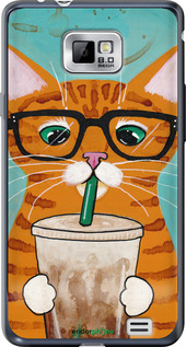 Силіконовий чехол Зеленоокий кіт в окулярах для Samsung Galaxy S2 Plus i9105 - 4054u-71 изображение 