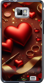 Силиконовый чехол Сердечки v3 для Samsung Galaxy S2 i9100 - 5833u-14 изображение 
