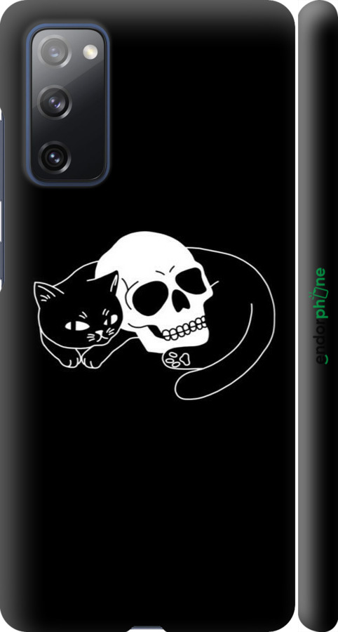 3D пластиковий матовий чехол Із зображенням кота та черепа для Samsung Galaxy S20 FE G780F - 6491m-2075 изображение 