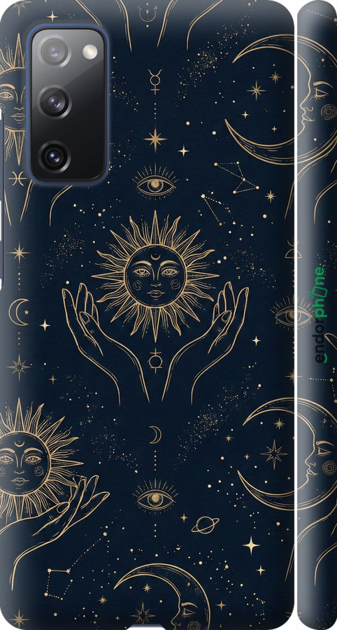 3D пластиковый матовый чехол Celestial Harmony: Sun & Moon Gold Mystic Pattern для Samsung Galaxy S20 FE G780F - 6778m-2075 изображение 