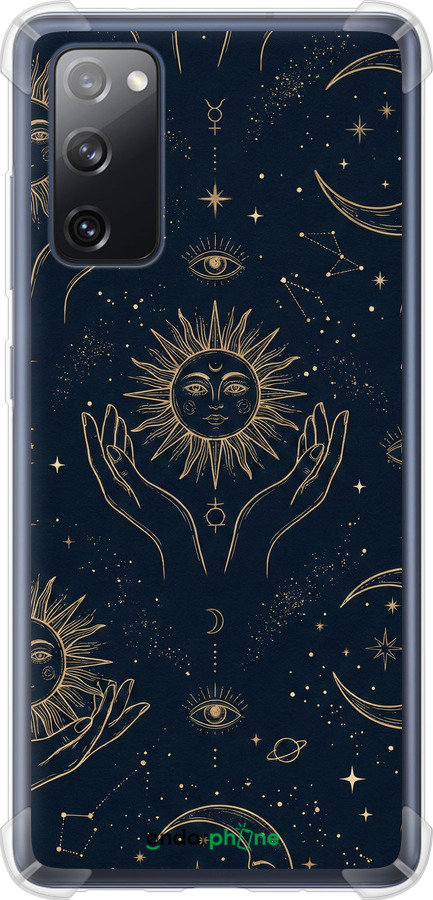 Силикон с усиленными углами чехол Celestial Harmony: Sun & Moon Gold Mystic Pattern для Samsung Galaxy S20 FE G780F - 6778sp-2075 изображение 