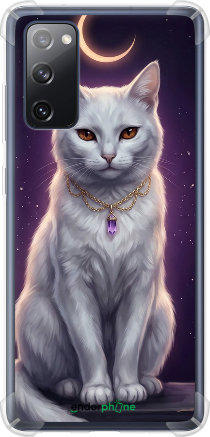 Силикон с усиленными углами чехол Mystic White Cat Gothic Dark Purple Gold для Samsung Galaxy S20 FE G780F - 6805sp-2075 изображение 