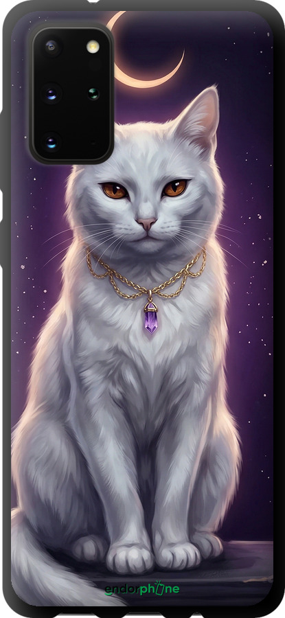 TPU чехол Mystic White Cat Gothic Dark Purple Gold для Samsung Galaxy S20 Plus - 6805b-1822 изображение 
