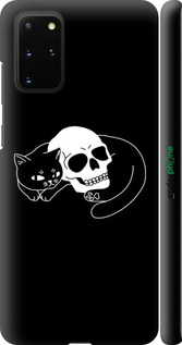 3D пластиковый матовый чехол С изображением кота и черепа для Samsung Galaxy S20 Plus - 6491m-1822 изображение 