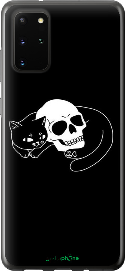 Силиконовый чехол С изображением кота и черепа для Samsung Galaxy S20 Plus - 6491u-1822 изображение 