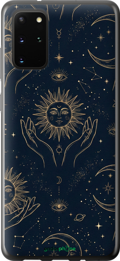 2D пластиковый чехол Celestial Harmony: Sun & Moon Gold Mystic Pattern для Samsung Galaxy S20 Plus - 6778t-1822 изображение 