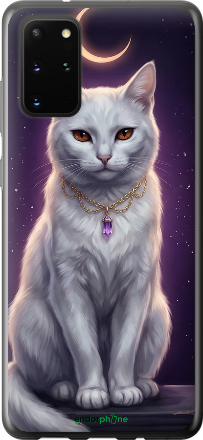 Силиконовый чехол Mystic White Cat Gothic Dark Purple Gold для Samsung Galaxy S20 Plus - 6805u-1822 изображение 