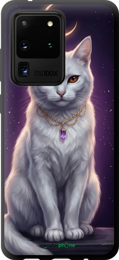 TPU чехол Mystic White Cat Gothic Dark Purple Gold для Samsung Galaxy S20 Ultra - 6805b-1831 изображение 