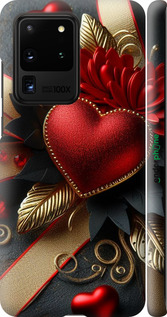 3D пластиковий матовий чехол Сердечки v2 для Samsung Galaxy S20 Ultra - 5832m-1831 изображение 