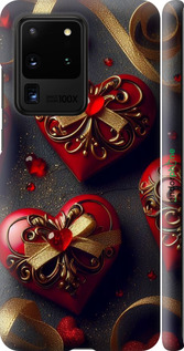 3D пластиковий матовий чехол Сердечки v4 для Samsung Galaxy S20 Ultra - 5834m-1831 изображение 