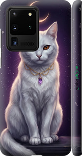 3D пластиковый матовый чехол Mystic White Cat Gothic Dark Purple Gold для Samsung Galaxy S20 Ultra - 6805m-1831 изображение 