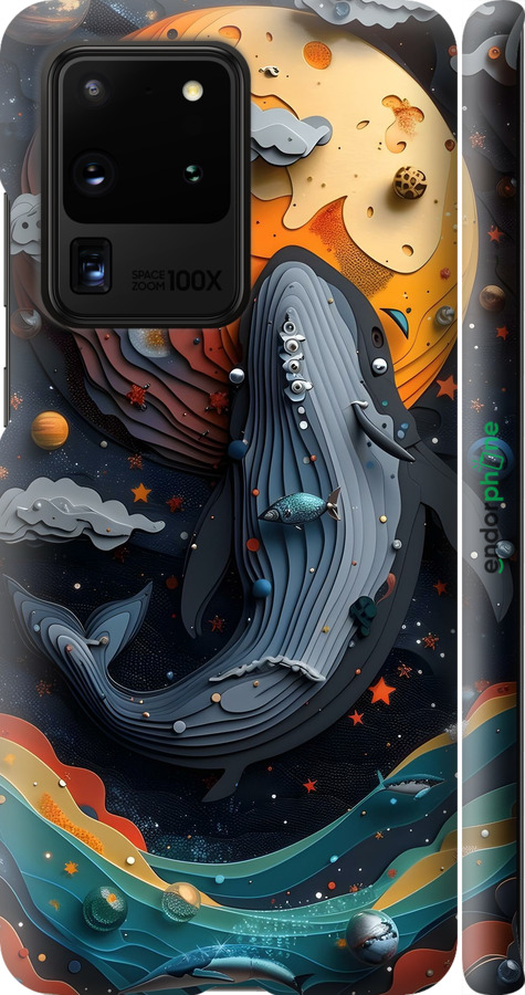 3D пластиковый матовый чехол Кит в космосе для Samsung Galaxy S20 Ultra - 6328m-1831 изображение 