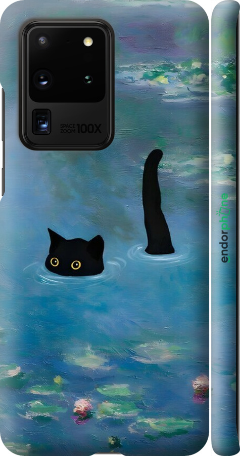 3D пластиковий матовий чехол Із зображенням кота та водяної лілії Monet для Samsung Galaxy S20 Ultra - 6519m-1831 изображение 