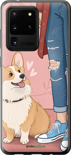 2D пластиковый чехол Корги 3 для Samsung Galaxy S20 Ultra - 6707t-1831 изображение 