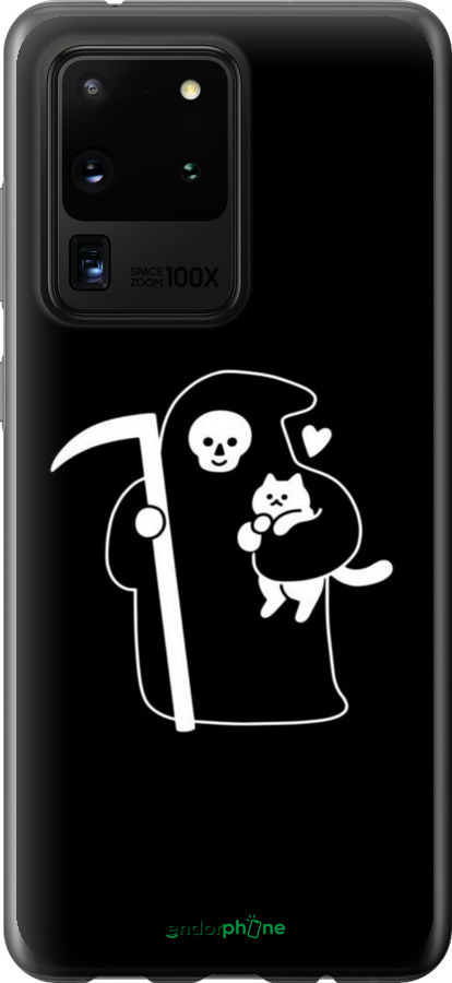 2D пластиковий чехол Мінімалістичний арт: смерть та кішка для Samsung Galaxy S20 Ultra - 6529t-1831 изображение 