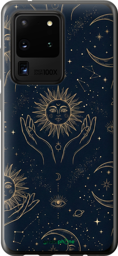 2D пластиковый чехол Celestial Harmony: Sun & Moon Gold Mystic Pattern для Samsung Galaxy S20 Ultra - 6778t-1831 изображение 
