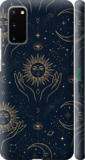 3D пластиковий матовий чехол Celestial Harmony: Sun & Moon Gold Mystic Pattern для Samsung Galaxy S20 - 6778m-1824 изображение 
