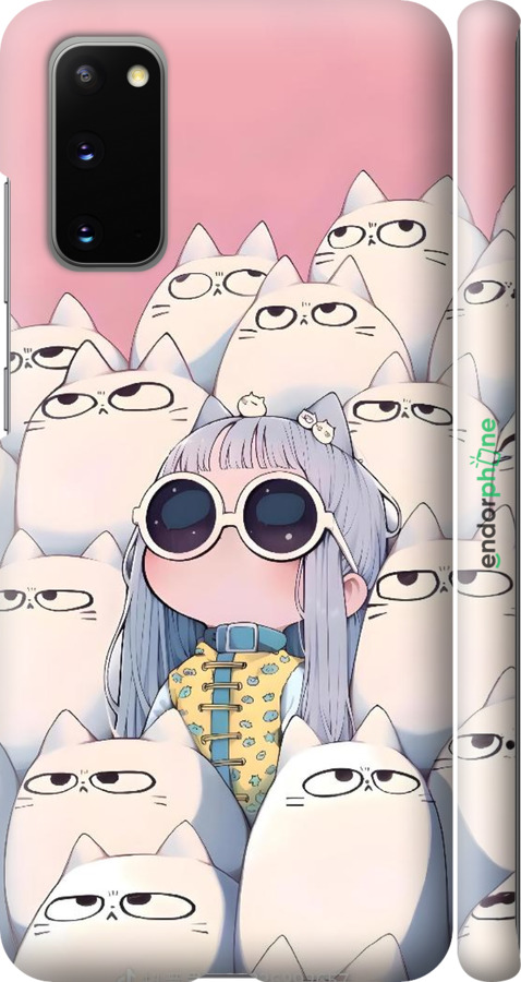 3D пластиковый матовый чехол Малышка с котами для Samsung Galaxy S20 - 6295m-1824 изображение 