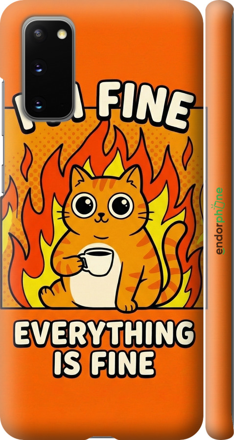 3D пластиковый матовый чехол Funny Cat для Samsung Galaxy S20 - 6786m-1824 изображение 