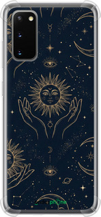 Силикон с усиленными углами чехол Celestial Harmony: Sun & Moon Gold Mystic Pattern для Samsung Galaxy S20 - 6778sp-1824 изображение 