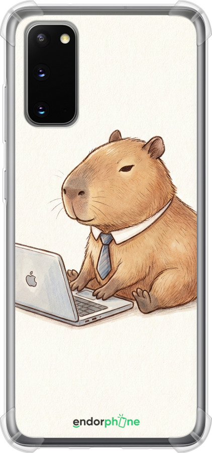 Силіконовий протиударний с посиленими кутами чехол Funny Capybara CEO Working для Samsung Galaxy S20 - 6777sp-1824 изображение 