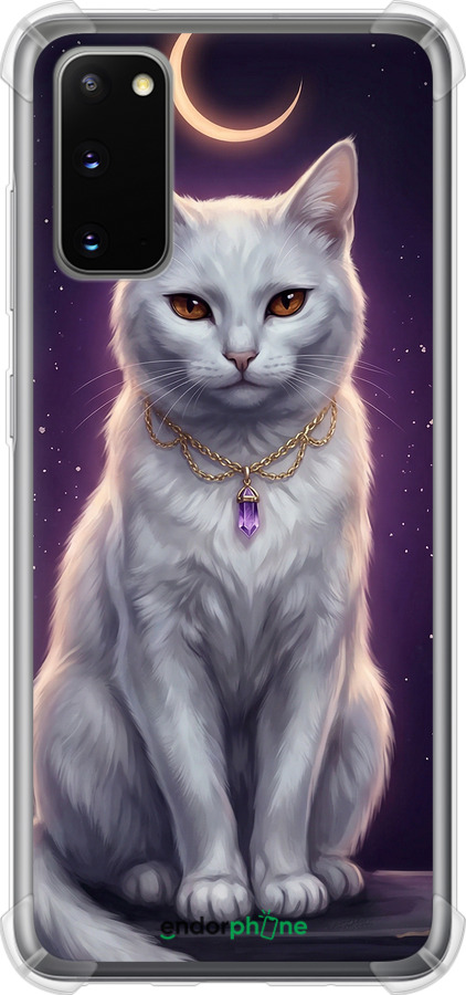 Силіконовий протиударний с посиленими кутами чехол Mystic White Cat Gothic Dark Purple Gold для Samsung Galaxy S20 - 6805sp-1824 изображение 