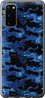 2D пластиковий чехол Візерунок чорних котів на блакитному фоні для Samsung Galaxy S20 - 6525t-1824 изображение 