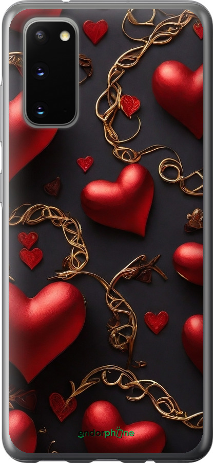 2D пластиковий чехол Сердечки для Samsung Galaxy S20 - 5831t-1824 изображение 