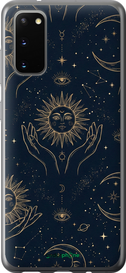 2D пластиковый чехол Celestial Harmony: Sun & Moon Gold Mystic Pattern для Samsung Galaxy S20 - 6778t-1824 изображение 