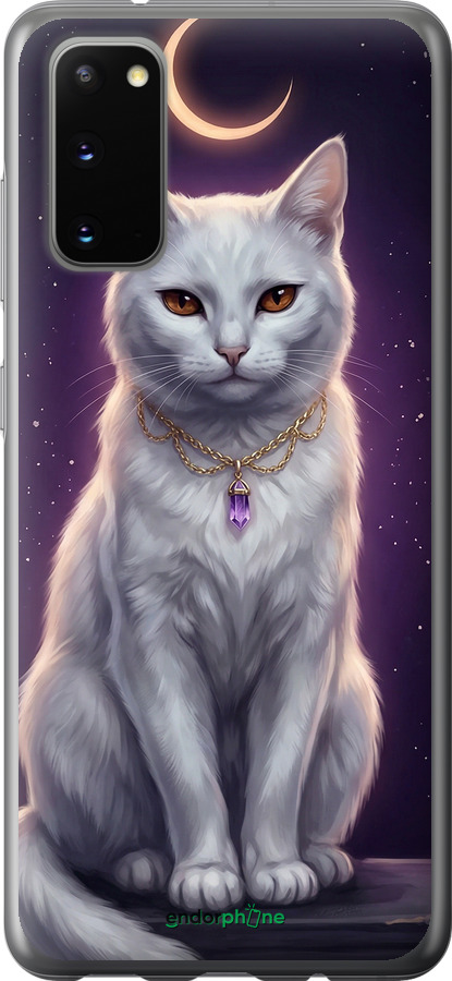 2D пластиковий чехол Mystic White Cat Gothic Dark Purple Gold для Samsung Galaxy S20 - 6805t-1824 изображение 