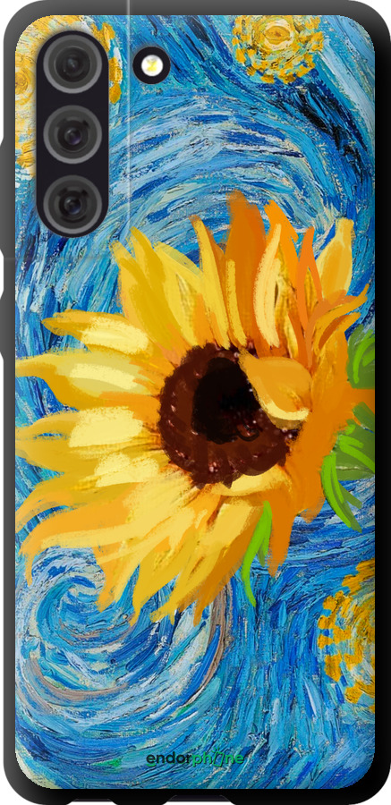 TPU чехол Цветы желто-голубые для Samsung Galaxy S21 FE - 5308b-2302 изображение 