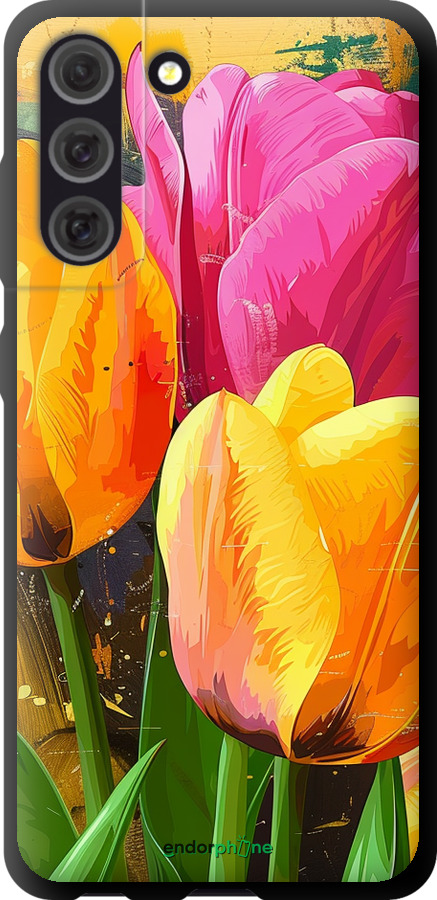 TPU чехол Нарисованные тюльпаны для Samsung Galaxy S21 FE - 5990b-2302 изображение 