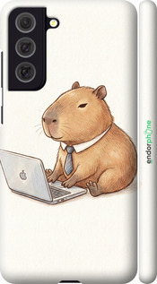 3D пластиковий матовий чехол Funny Capybara CEO Working для Samsung Galaxy S21 FE - 6777m-2302 изображение 