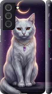 3D пластиковий матовий чехол Mystic White Cat Gothic Dark Purple Gold для Samsung Galaxy S21 FE - 6805m-2302 изображение 
