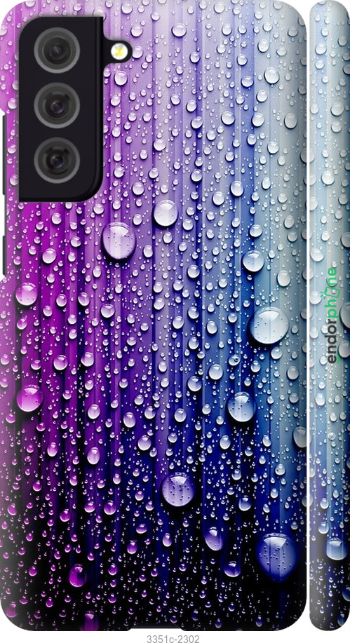 

3D пластиковий матовий чохол "Краплини води" для Samsung Galaxy S21 FE, Синій