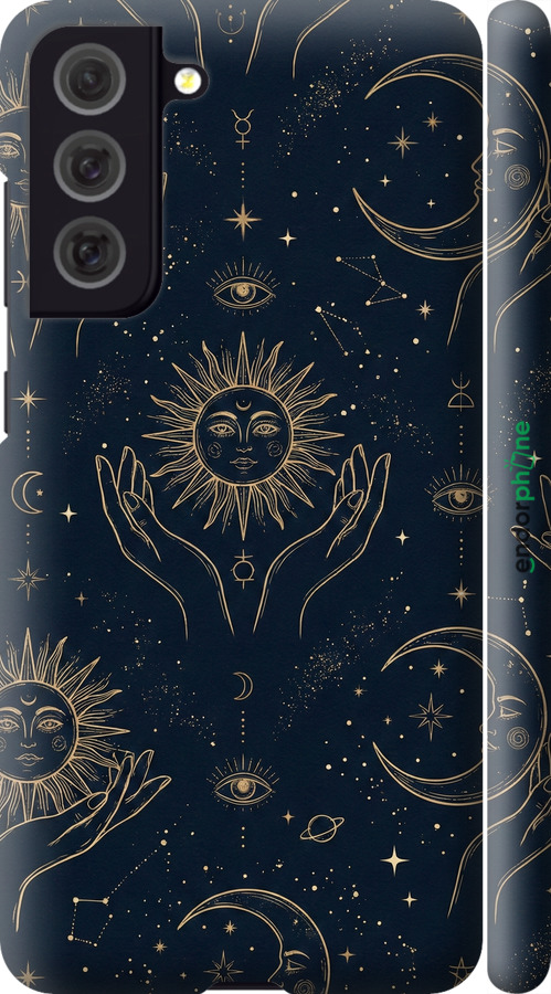 3D пластиковый матовый чехол Celestial Harmony: Sun & Moon Gold Mystic Pattern для Samsung Galaxy S21 FE - 6778m-2302 изображение 
