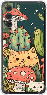 Силикон с усиленными углами чехол Коты грибы для Samsung Galaxy S21 FE - 6321sp-2302 изображение 