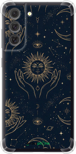 Силикон с усиленными углами чехол Celestial Harmony: Sun & Moon Gold Mystic Pattern для Samsung Galaxy S21 FE - 6778sp-2302 изображение 