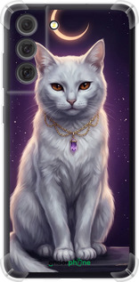 Силикон с усиленными углами чехол Mystic White Cat Gothic Dark Purple Gold для Samsung Galaxy S21 FE - 6805sp-2302 изображение 
