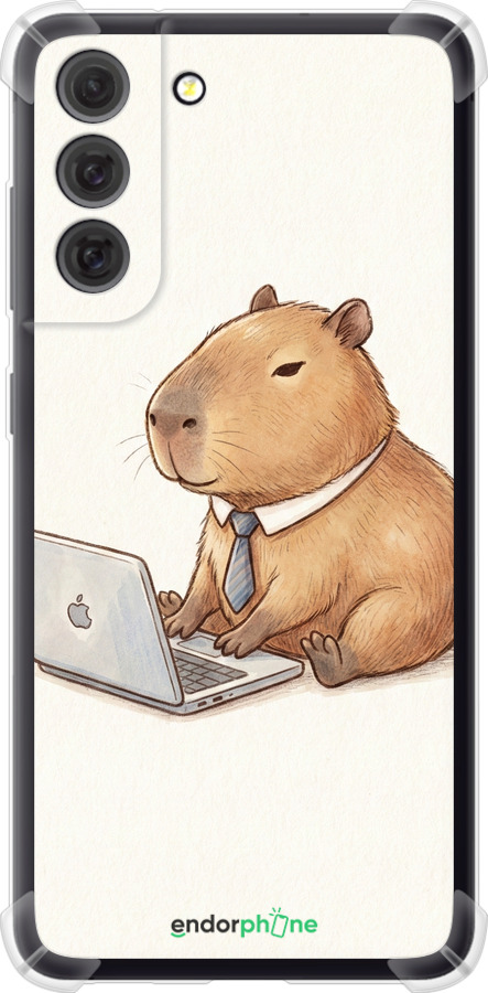 Силикон с усиленными углами чехол Funny Capybara CEO Working для Samsung Galaxy S21 FE - 6777sp-2302 изображение 