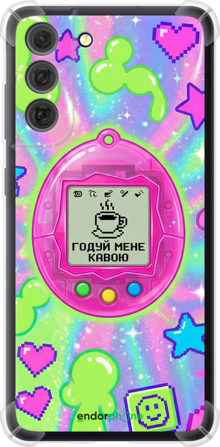 Силикон с усиленными углами чехол Y2K Aesthetic Retro Pet: Годуй мене кавою для Samsung Galaxy S21 FE - 6784sp-2302 изображение 