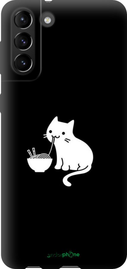 TPU чехол С милым котом на черном фоне для Samsung Galaxy S21 Plus - 6528b-2115 изображение 