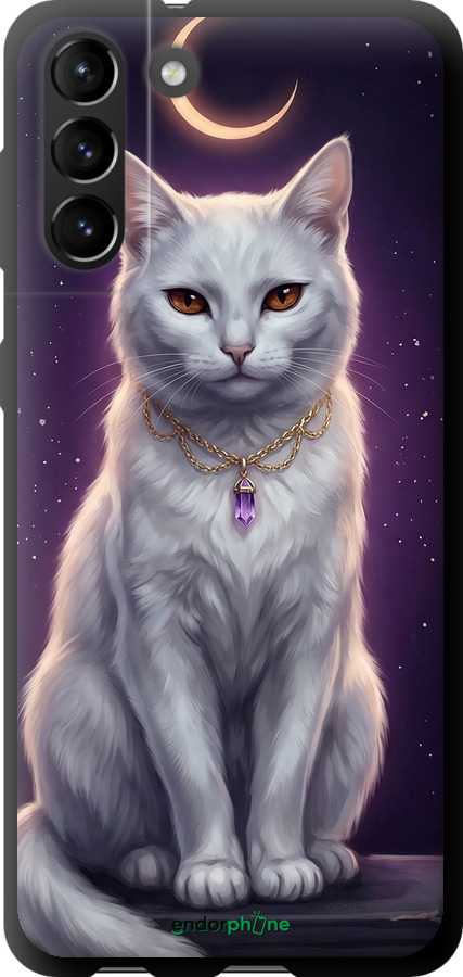 TPU чехол Mystic White Cat Gothic Dark Purple Gold для Samsung Galaxy S21 Plus - 6805b-2115 изображение 
