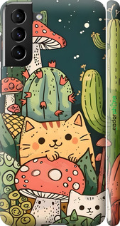 3D пластиковий матовий чехол Коти гриби для Samsung Galaxy S21 Plus - 6321m-2115 изображение 